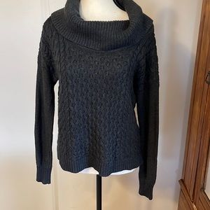 American Eagle Outfitters Small Dark Blue Cowl Neck Cable Knit Sweater EUC
